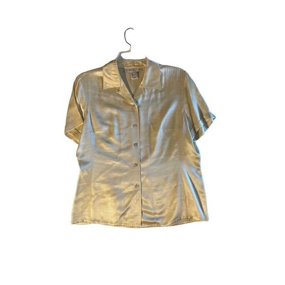 Grace chemise vintage 100% silk ivory, short sleeve button down blouse size 8 - Picture 2 of 4